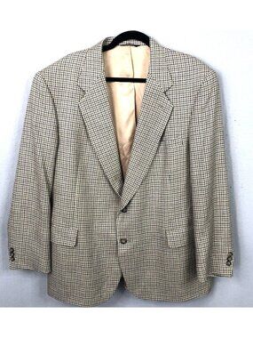 Sterling & Hunt Blazer Mens 44 Blue Tan Houndstooth Wool Jacket Old Money